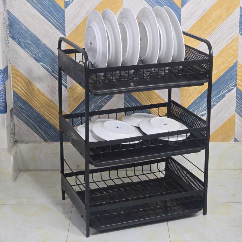 3 Layer Iron Drain Dish Rack