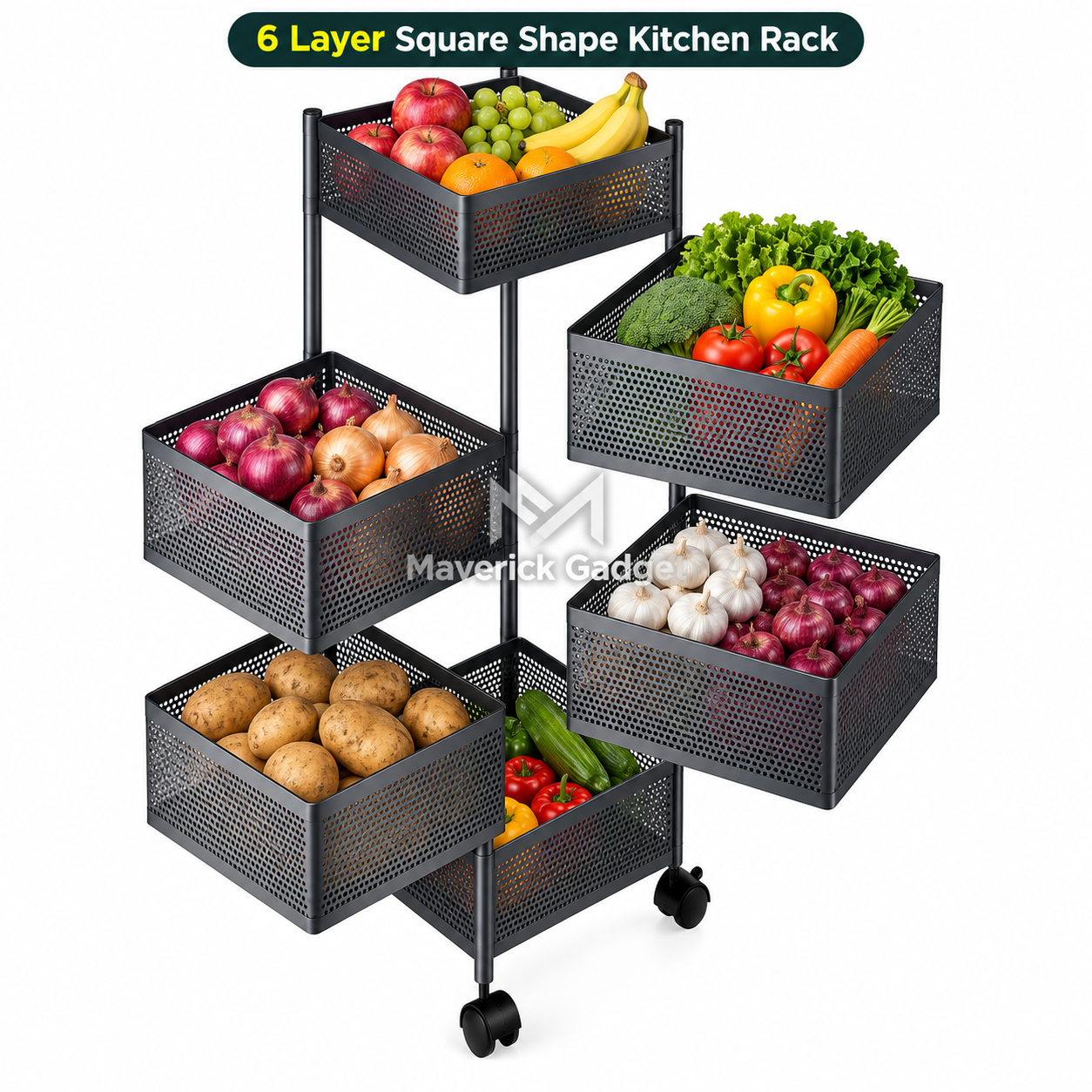 6 Layer Kitchen Storage Rack – Square Shape