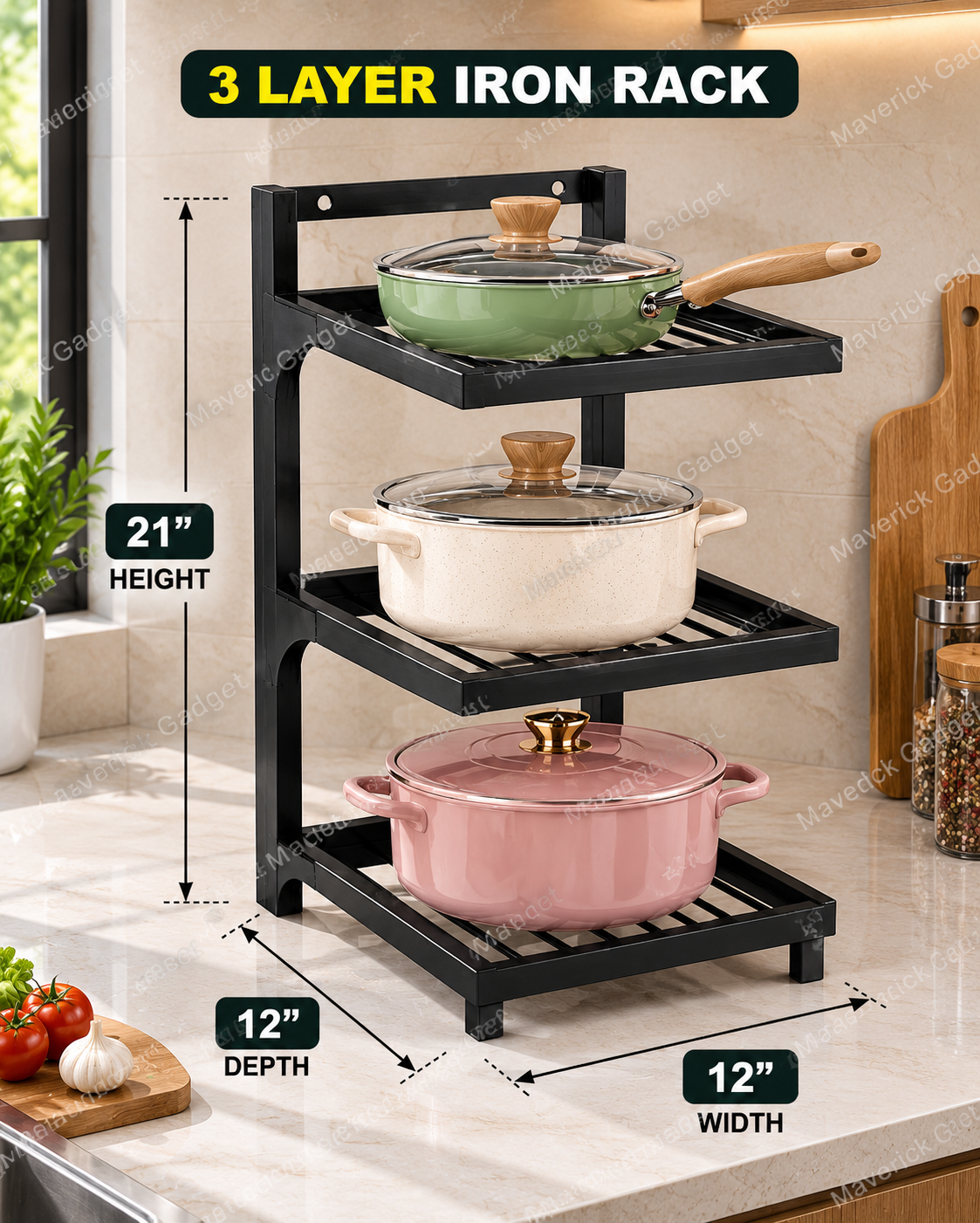 3 layer iron rack