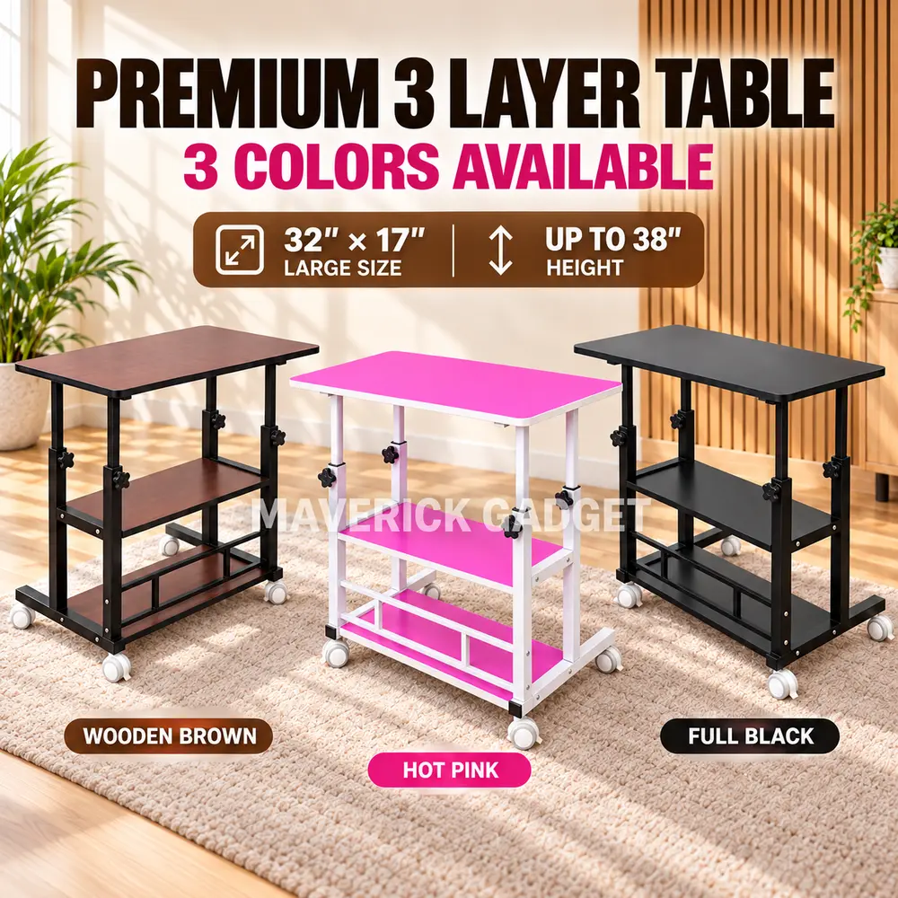 Height Adjustable Computer & Study Table with Storage Shelves